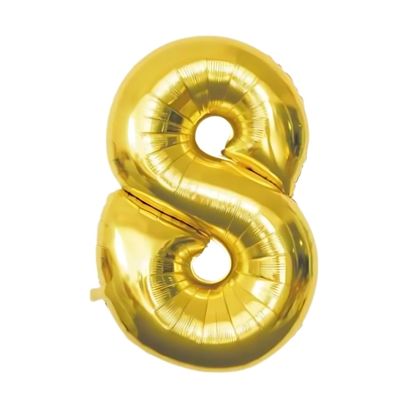 Baloane aniversare PartyGo cifra 8, 40cm, auriu, FB0019 [2]