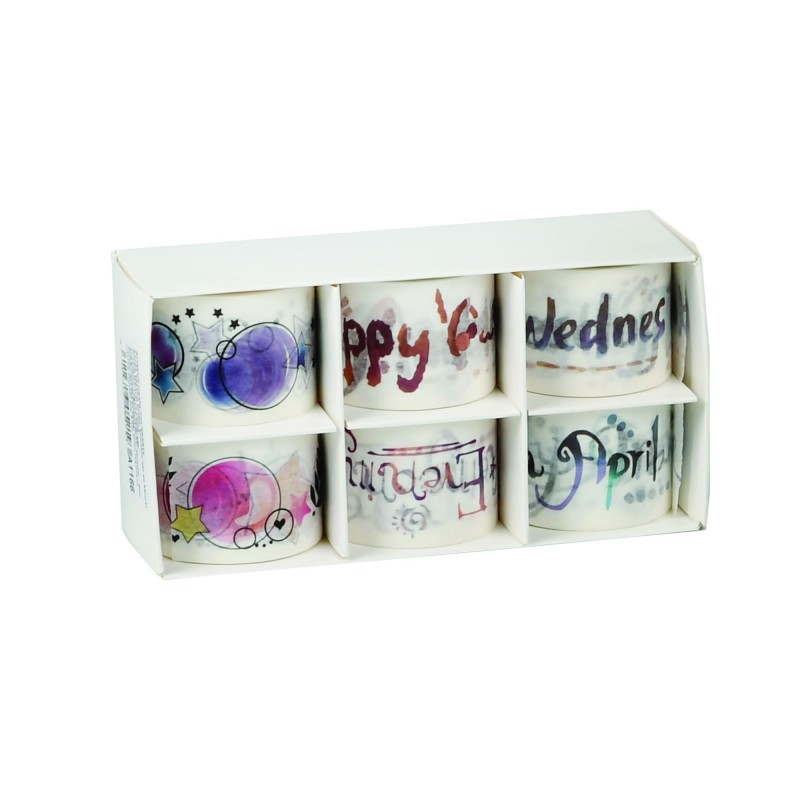Banda adeziva, 30mm x 5m, diverse modele, hartie, set 6 buc, Colorarte [2]