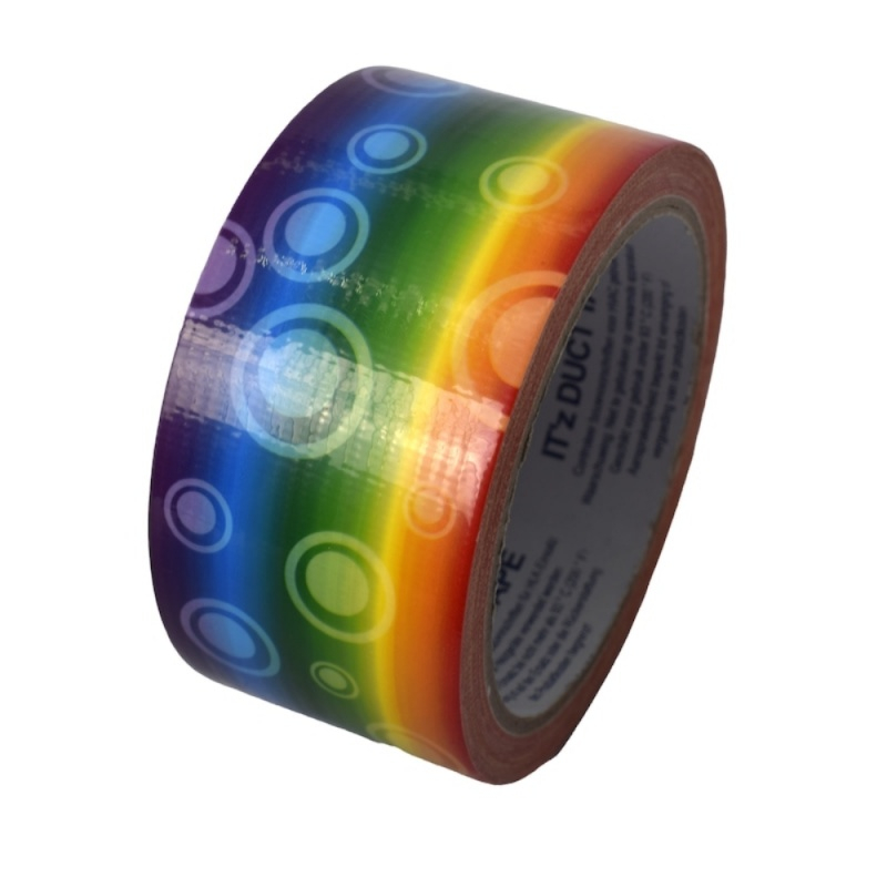Banda adeziva decorativa, 48mm x 10m, ITZ DucTape 08, Rainbow Circles 02087 [3]