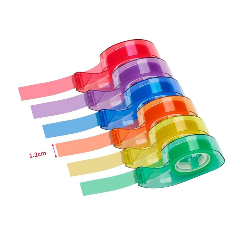 Banda adeziva Eagle TY2040VM, pentru ambalare, 12mm, colorat, cu dispenser diverse culori, cutie 6 buc [2]