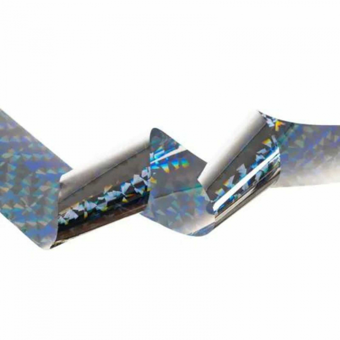 Banda antipasari, reflectorizanta, pentru alungat porumbei, grauri, ciori, rola 45 m, model holografic, Argintiu [2]