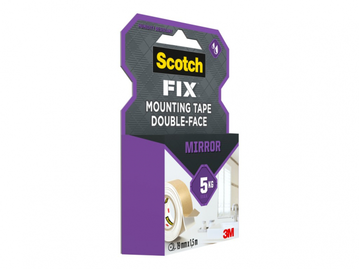 Bandă dublu adezivă montare oglinzi, 19 mm x 1.5 m, Scotch-Fix™ [3]