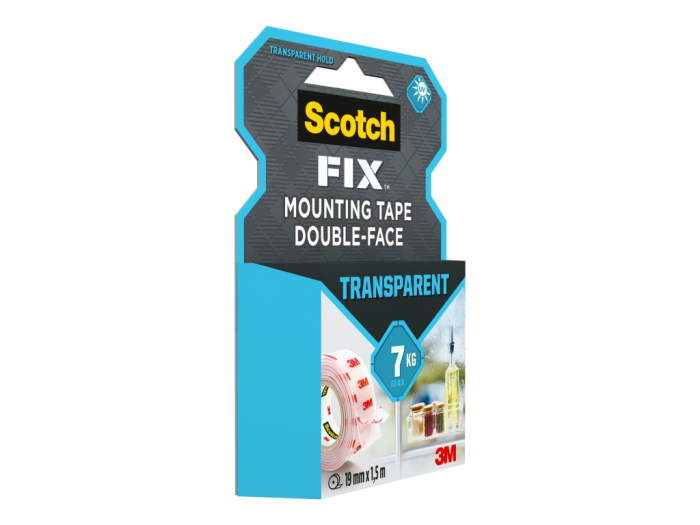 Bandă dublu adezivă transparentă pentru montare, 19 mm x 1.5 m, Scotch-Fix™ [3]