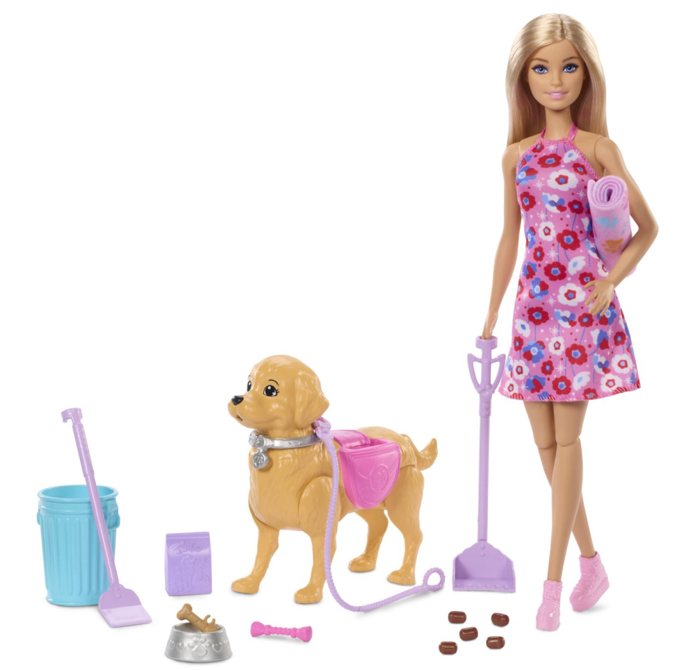 Barbie family and friends set papusa barbie malibu plimbare cu catelul [2]