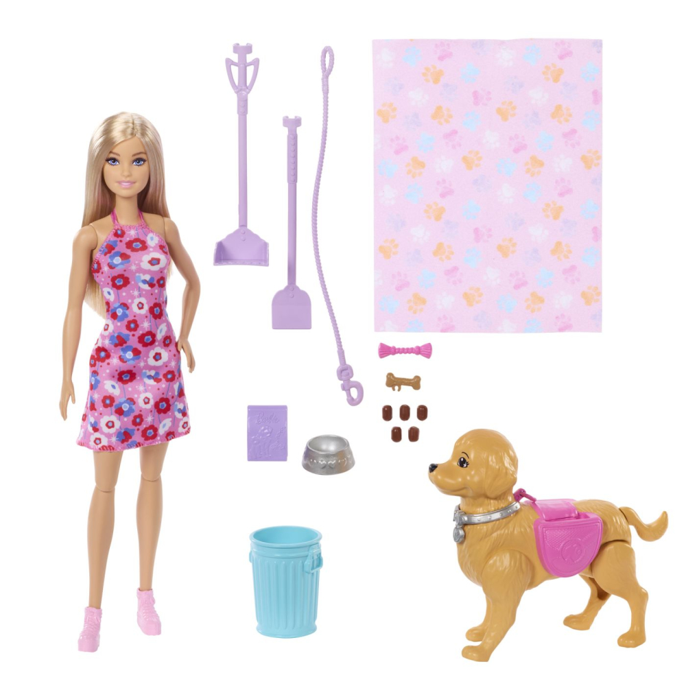 Barbie family and friends set papusa barbie malibu plimbare cu catelul [3]