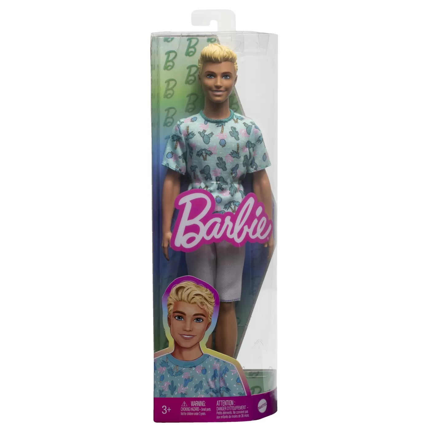 Barbie papusa baiat fashionistas blond cu tricou cu imprimeu cu cactusi, varsta de la 3 ani la 12 ani [1]
