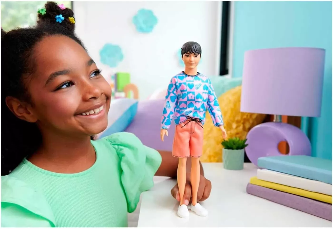 Barbie papusa baiat fashionistas cu bluza cu inimioare, varsta de la 3 ani la 12 ani [5]