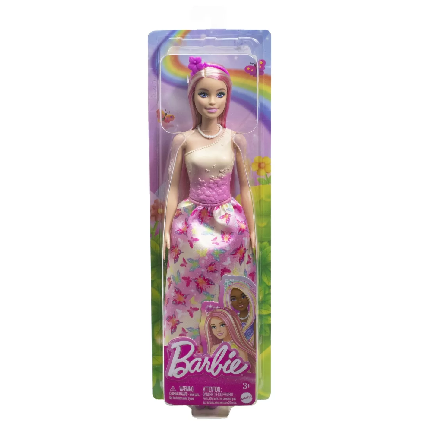 Barbie papusa barbie cu parul blond si roz, varsta de la 3 ani la 7 ani [1]