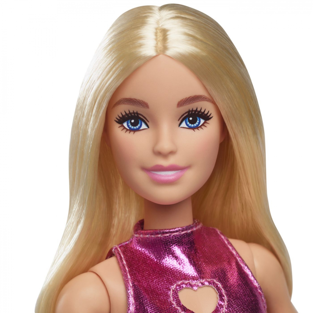 Barbie papusa barbie fashionistas blonda cu rochita roz metalica, varsta de la 3 ani la 7 ani [6]