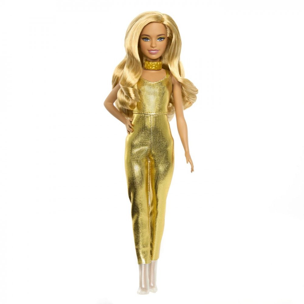 Barbie papusa barbie fashionistas blonda cu salopeta aurie, varsta de la 3 ani la 7 ani [5]