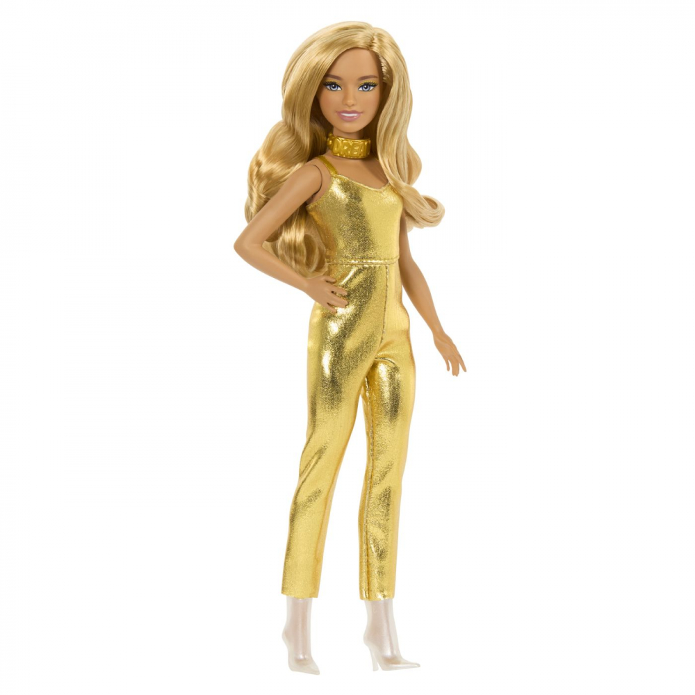 Barbie papusa barbie fashionistas blonda cu salopeta aurie, varsta de la 3 ani la 7 ani [4]