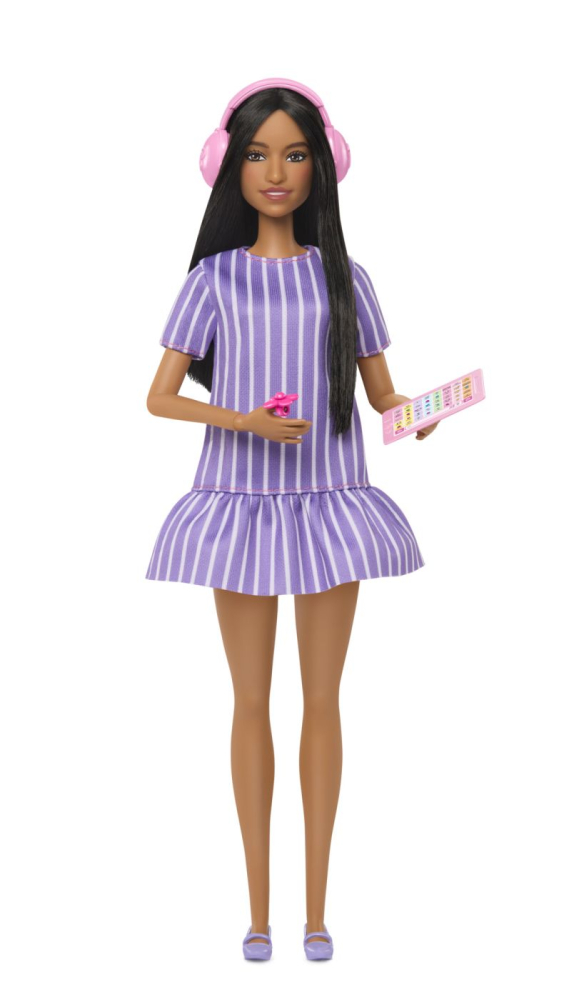 Barbie papusa barbie fashionistas bruneta cu rochie mov dungata cu autism copii 3 ani - 7 ani [5]