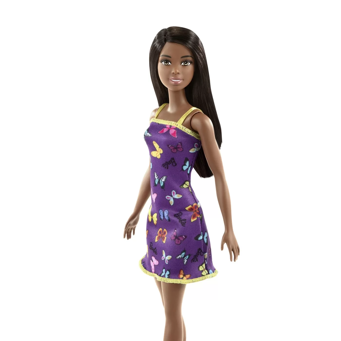 Barbie papusa clasica bruneta cu rochita mov cu imprimeu cu fluturi, varsta de la 3 ani la 12 ani [4]