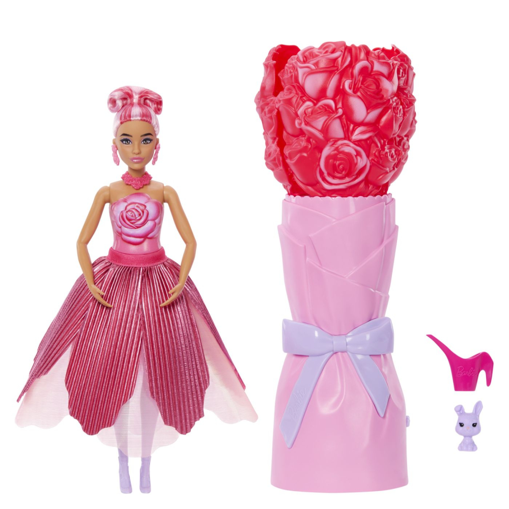 Barbie petal pop set papusa barbie trandafir rosu si accesorii [2]