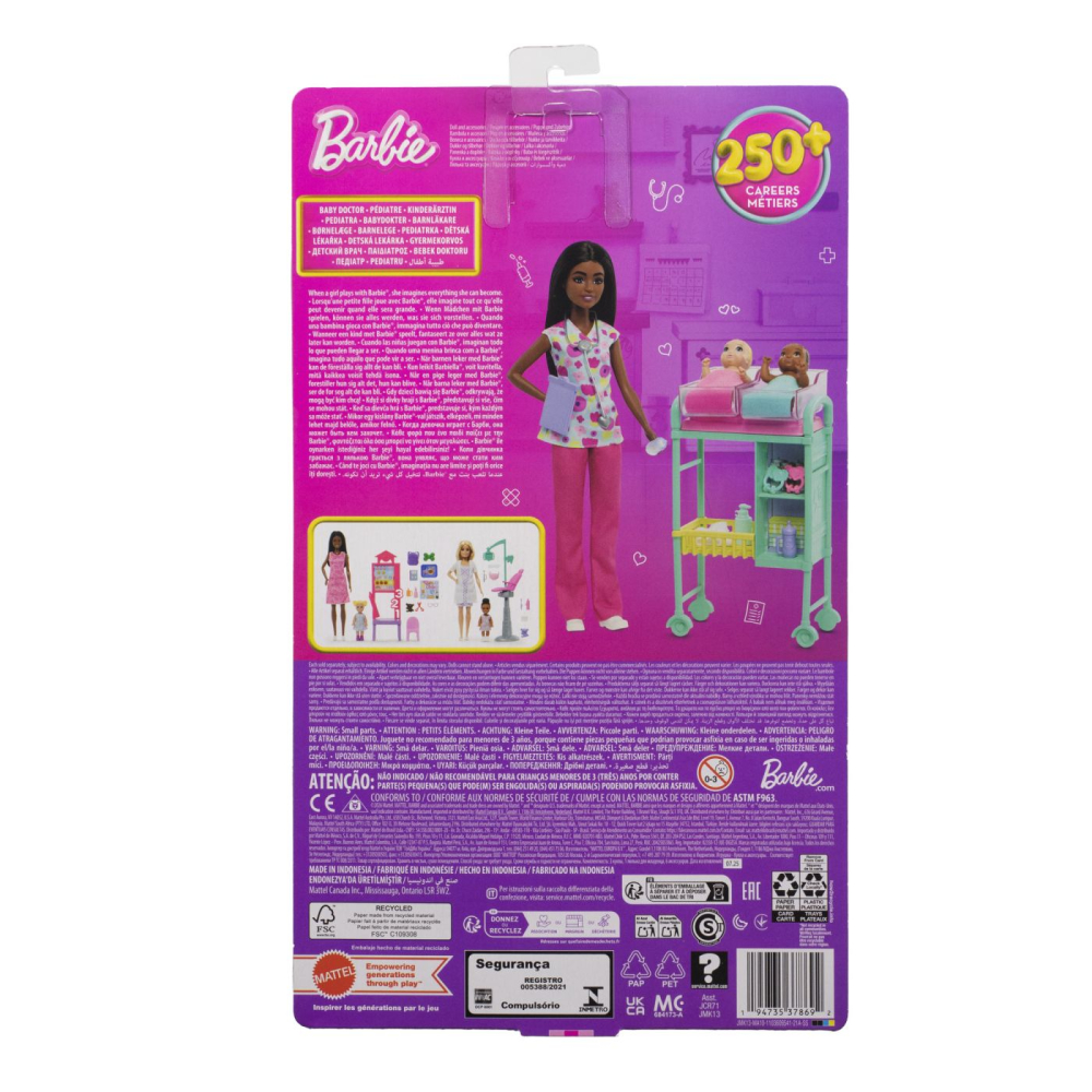 Barbie set de joaca papusa barbie bruneta face cariera medic pediatru copii varsta 3 ani - 7 ani [9]