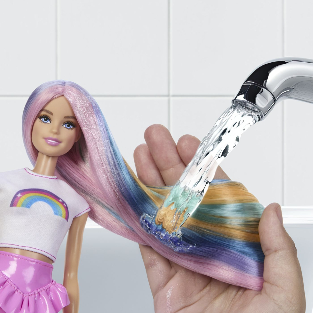Barbie set papusa barbie cu par stralucitor curcubeu si accesorii  copii varsta 3 ani - 8 ani [6]