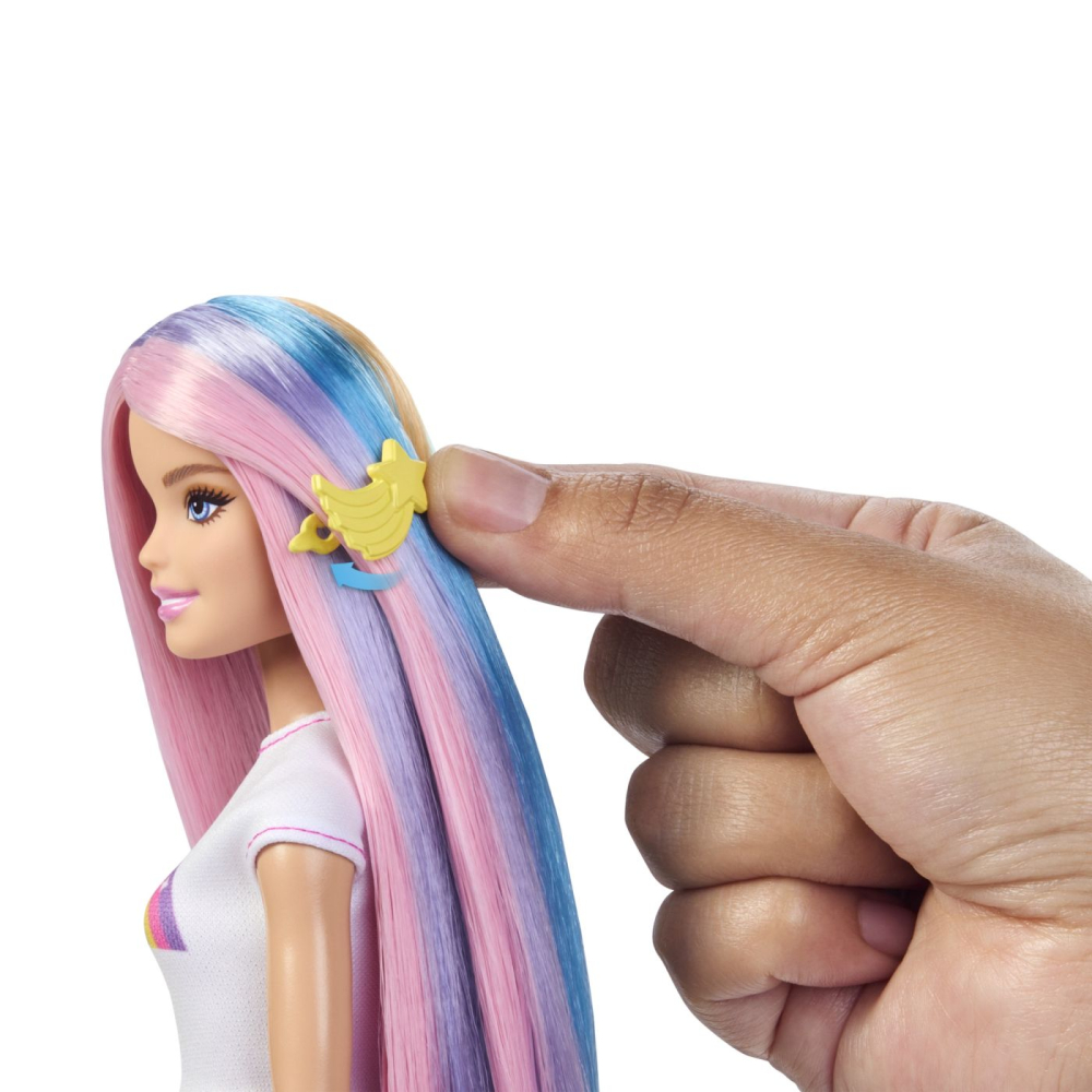 Barbie set papusa barbie cu par stralucitor curcubeu si accesorii  copii varsta 3 ani - 8 ani [5]