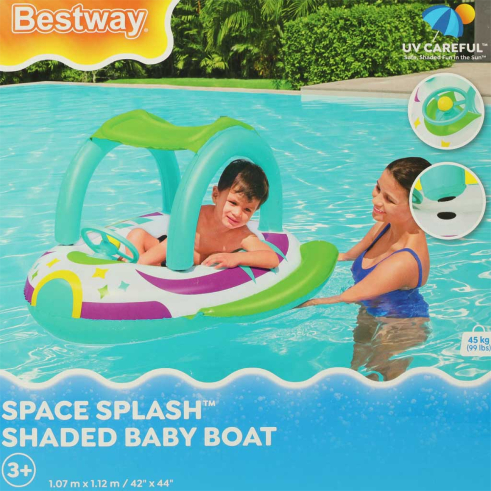 Barca Gonflabila pentru Copii, Vehicul cu Volan si Copertina pentru piscina [7]