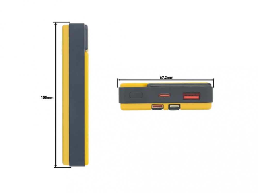 Baterie externă Tellur 10000mAh, USB-C + Lightning cabluri incorporate, QC3.0, PD, galben [7]