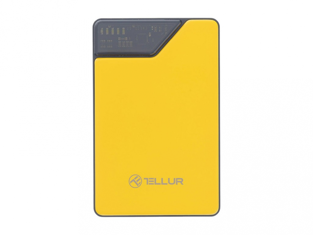 Baterie externă Tellur 10000mAh, USB-C + Lightning cabluri incorporate, QC3.0, PD, galben [2]
