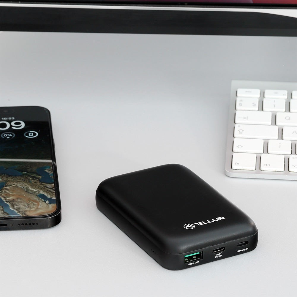 Baterie externă Tellur Compact Pro WPD101 10000mAh QC3.0 22.5W+PD20W+Qi 15W, compatibil MagSafe [6]