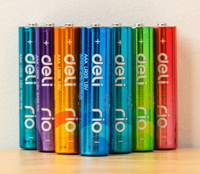 Baterii r3(aaa) alcaline colorate 4 buc/set deli [3]