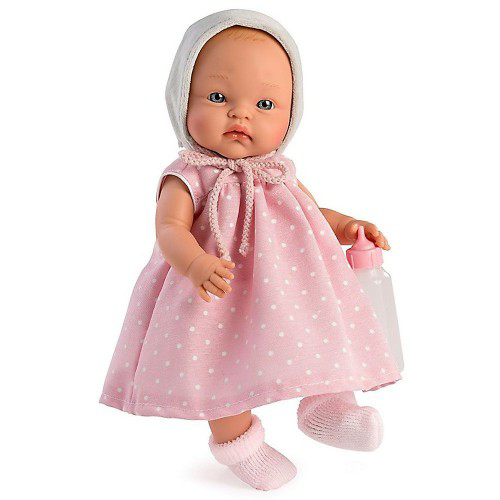 Papusa Bebelus Alex cu Rochita Roz si Biberon, 36cm [1]