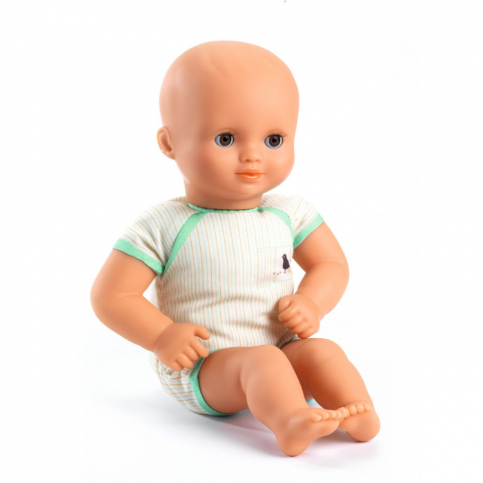 Papusa Bebelus cu body verde, 32 cm, Djeco, varsta 1 - 3 ani, Baiat, Fata [2]