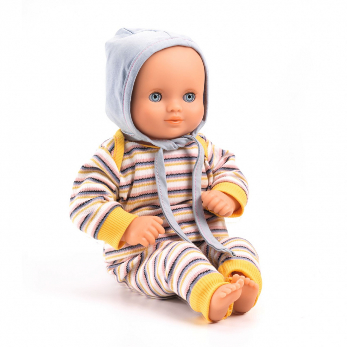 Papusa Bebelus cu hainute in dungi, 32 cm, Djeco, varsta 1 - 3 ani, Baiat, Fata [2]