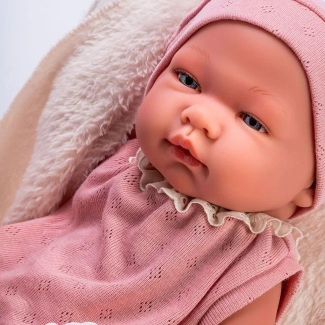 Papusa Bebelus Maria cu Costumas Roz si Paturica Bej, 43cm [2]