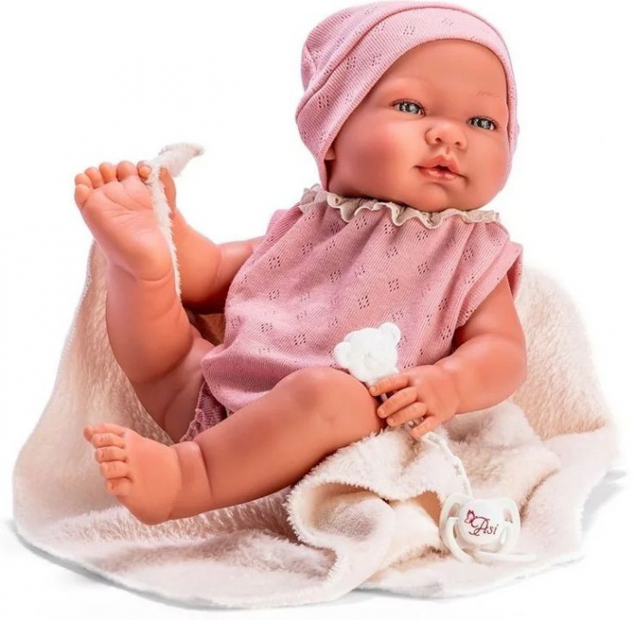 Papusa Bebelus Maria cu Costumas Roz si Paturica Bej, 43cm [1]