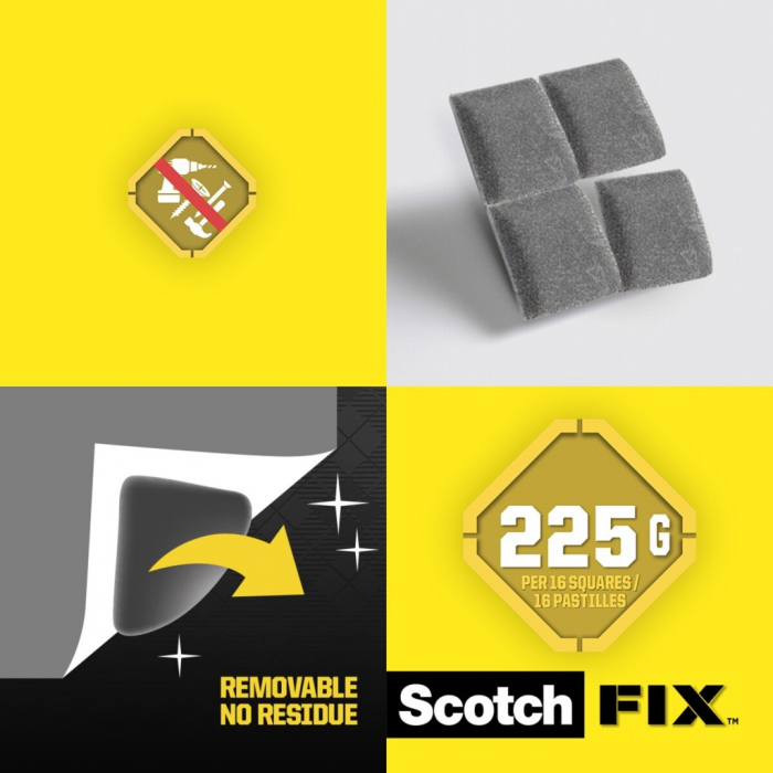 Benzi dublu adezive montare interior repozitionabile, 64 bucăți/pachet, Scotch-Fix™ [5]