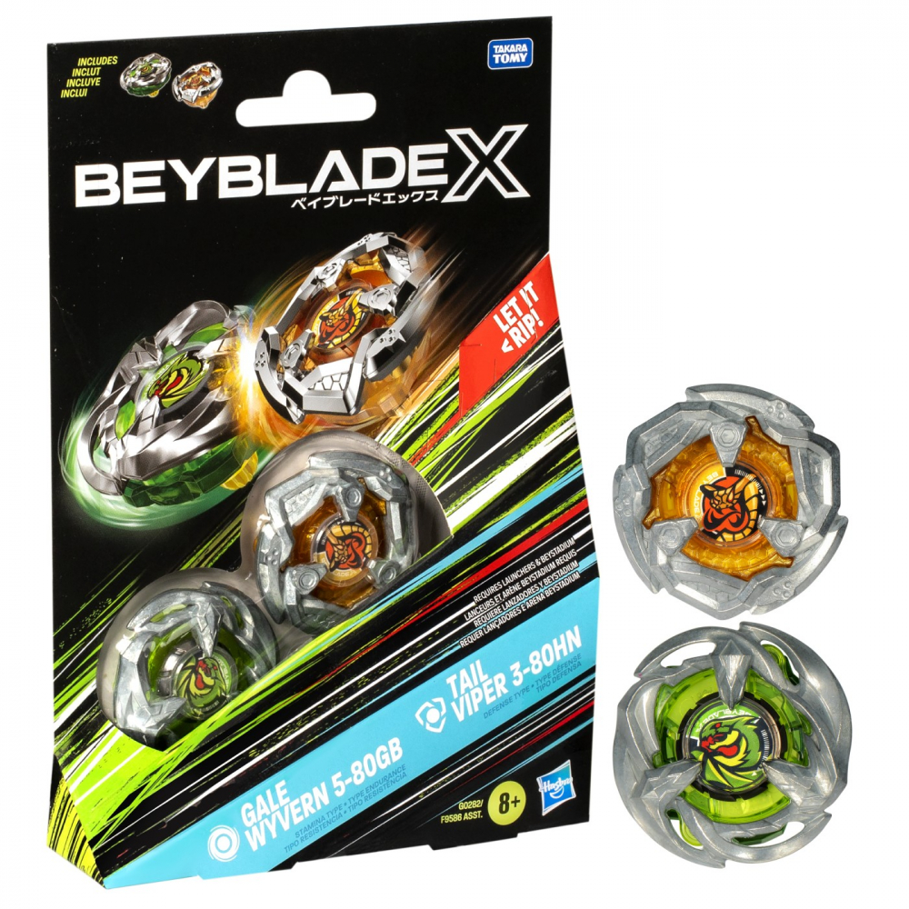 Beyblade x pachet duo tail viper 3-80hn si gale wyvern 5-80gb, varsta de la 8 ani la 14 ani [3]