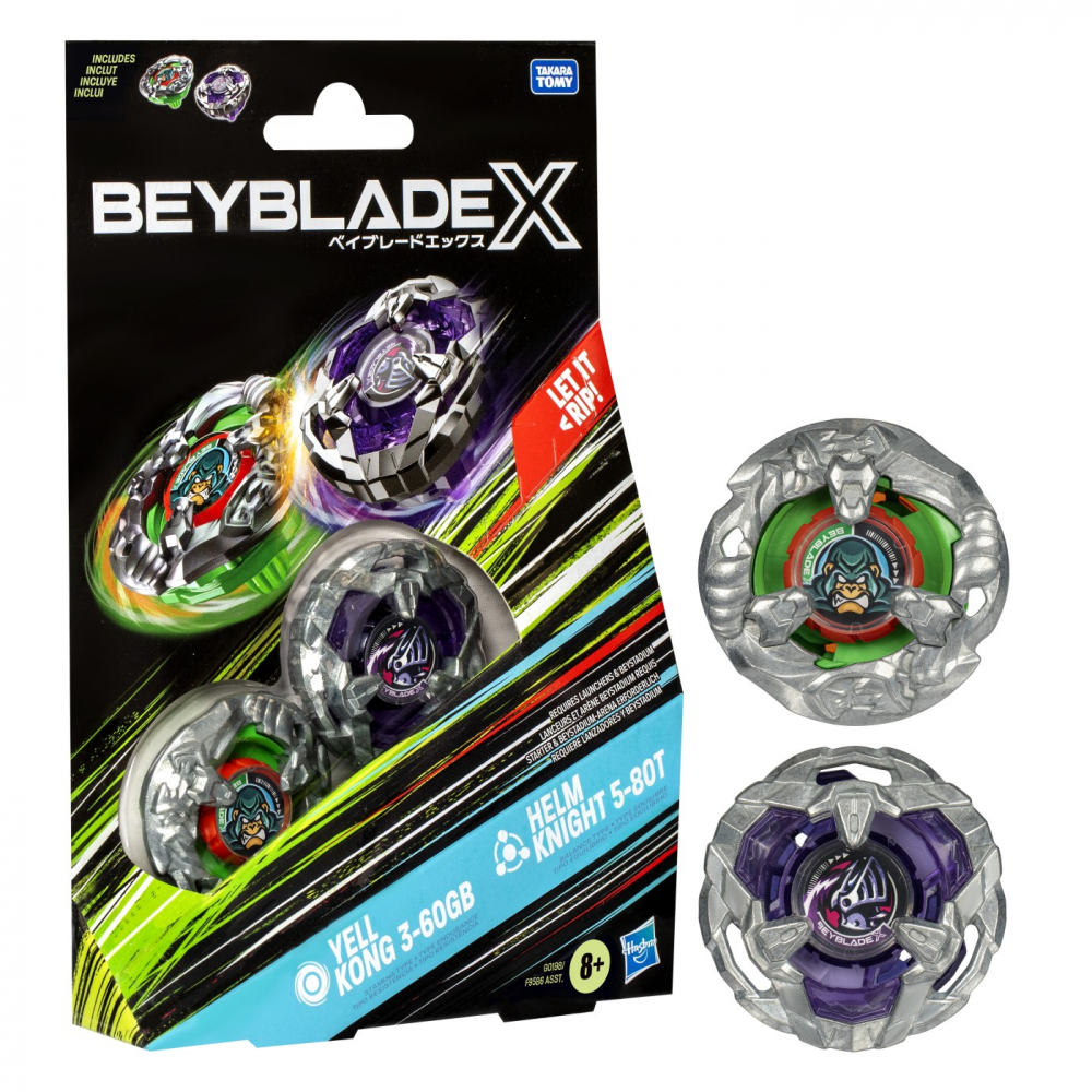 Beyblade x pachet duo yell kong 3-60gb si helm knight 5-80t, varsta de la 8 ani la 14 ani [3]