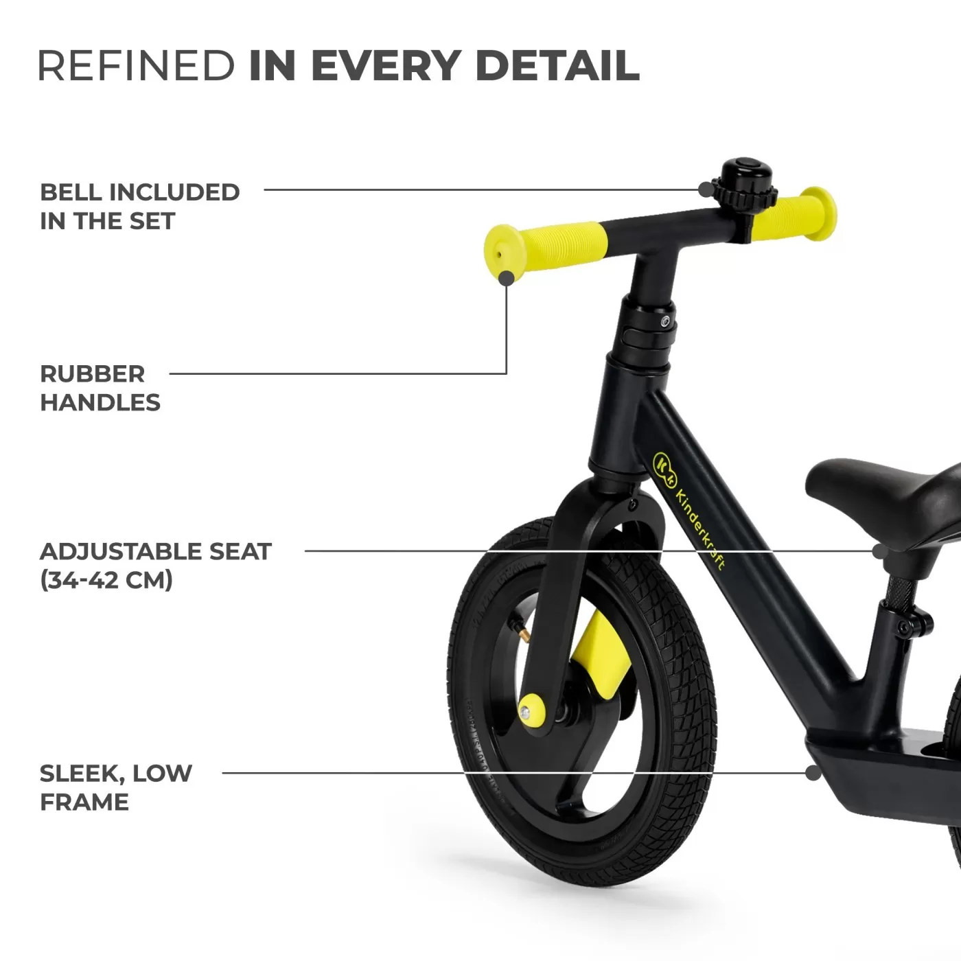 Bicicleta de echilibru kinderkraft goswift, black, varsta de la 2 ani la 5 ani [5]