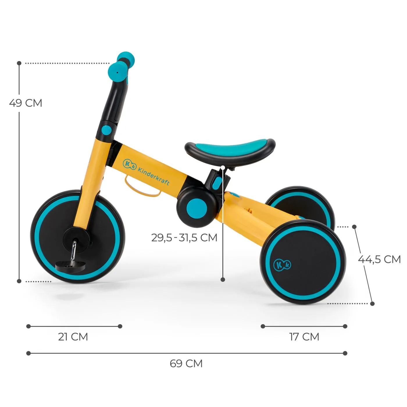 Bicicleta de echilibru / tricicleta kinderkraft 4trike, primrose yellow, copii 2 ani pana la 5 ani [3]