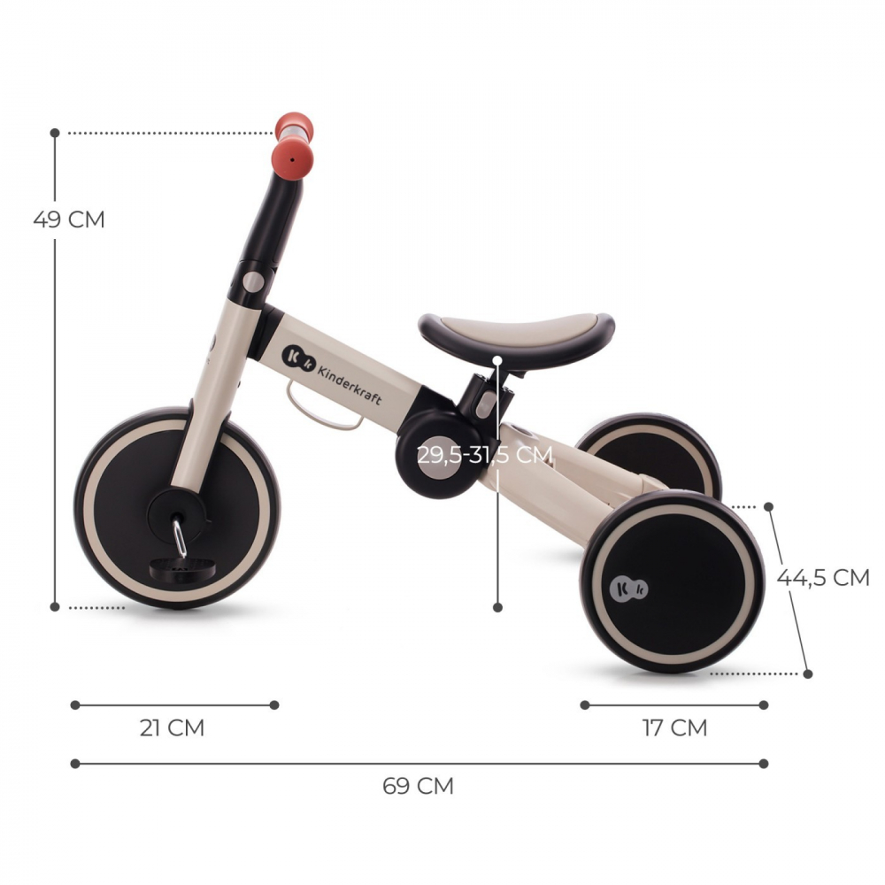 Bicicleta de echilibru / tricicleta kinderkraft 4trike, silver grey, varsta de la 2 ani la 5 ani [3]