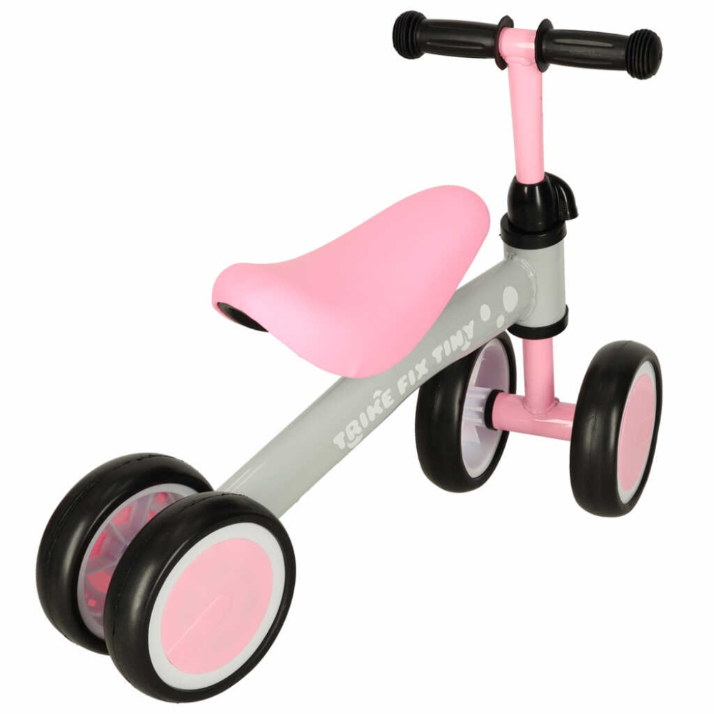 Bicicleta echilibru copii 4 roti, fara pedale, stabila, ghidon reglabil, 2 ani+, Roz [5]