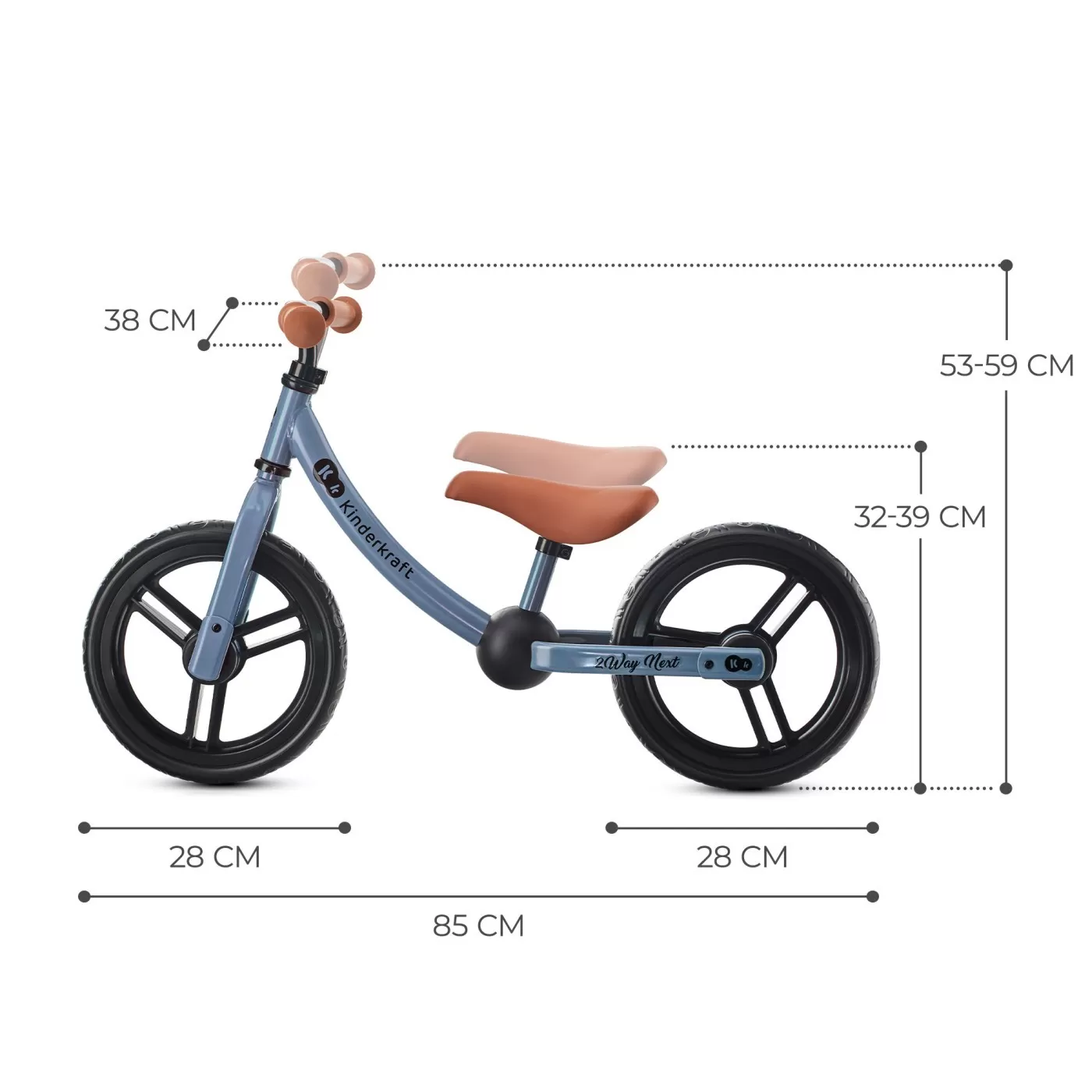 Bicicleta fara pedale, kinderkraft - 2way next, portocaliu, 12inch, blue sky, varsta de la 2 ani la 5 ani [5]