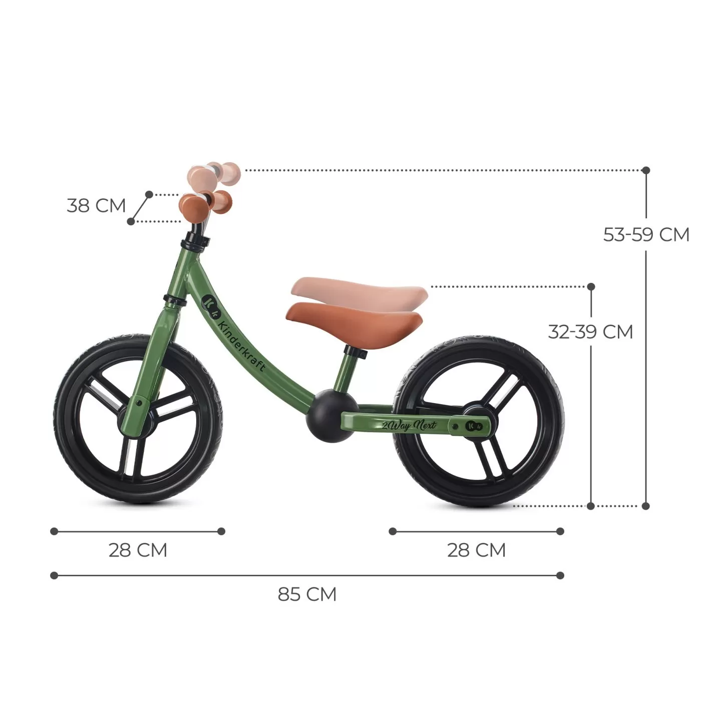 Bicicleta fara pedale, kinderkraft - 2way next, portocaliu, 12inch, light green, varsta de la 2 ani la 5 ani [5]