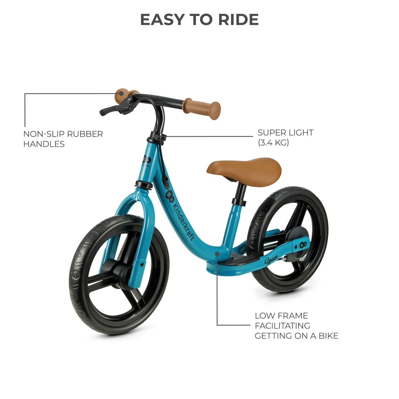 Bicicleta fara pedale kinderkraft space dark blue, copii varsta 2 ani pana la 5 ani [3]