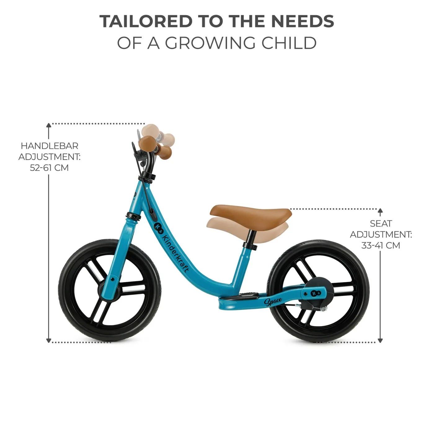 Bicicleta fara pedale kinderkraft space dark blue, copii varsta 2 ani pana la 5 ani [4]