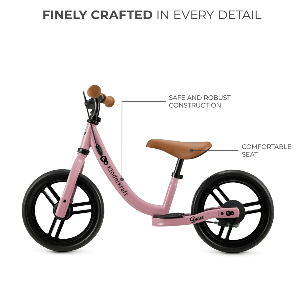 Bicicleta fara pedale kinderkraft space dark pink copii varsta 2 ani - 5 ani [7]