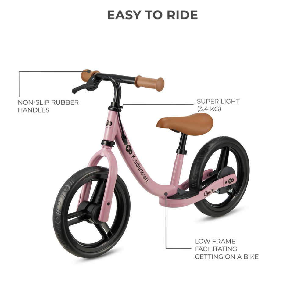 Bicicleta fara pedale kinderkraft space dark pink copii varsta 2 ani - 5 ani [3]
