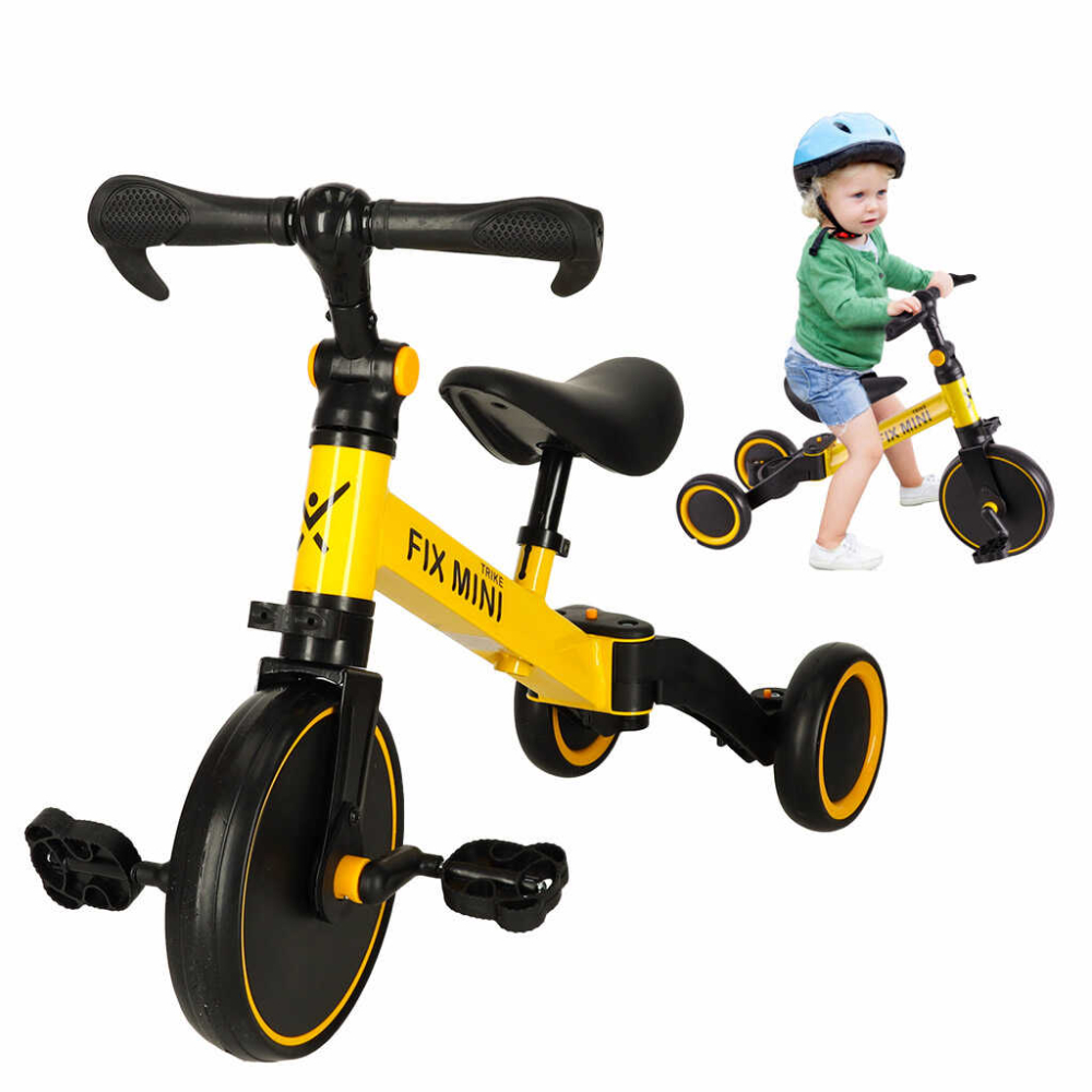 Bicicleta fara pedale copii 3 in 1 Trike Fix Mini cu pedale, tricicleta copii 18 luni – 4 ani, galben [16]