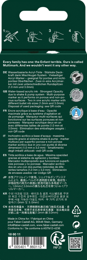Blister 2 markere acrilice multimark alb-negru faber-castell [2]