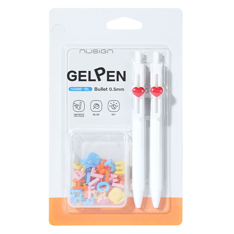 Blister 2 pixuri cu gel cu mecanism 0,5mm albastru + 1 set litere puzzle nusign deli [1]