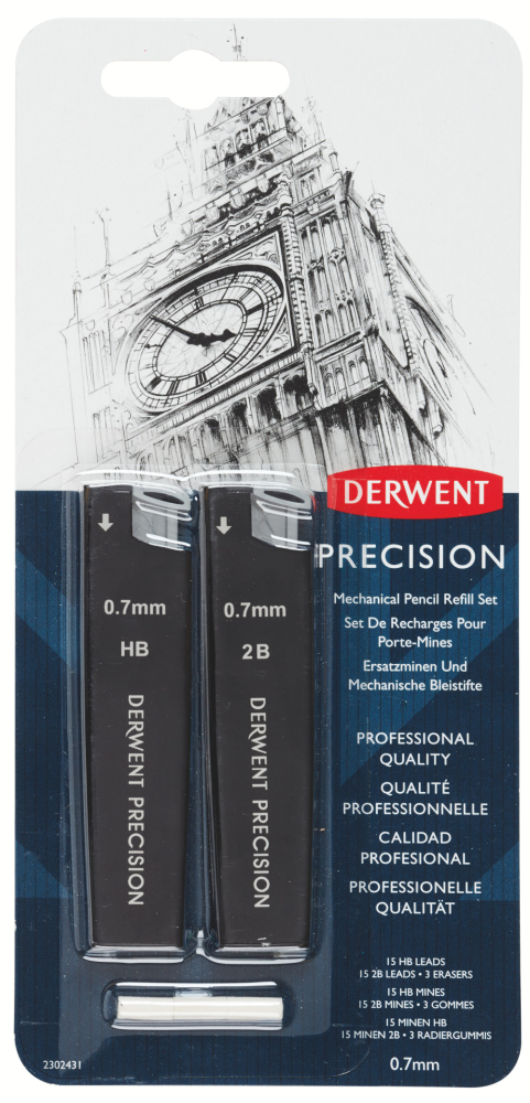 Blister 2 x mine creion 0.7 hb/2b + 2 radiere pt creion profesional derwent [1]