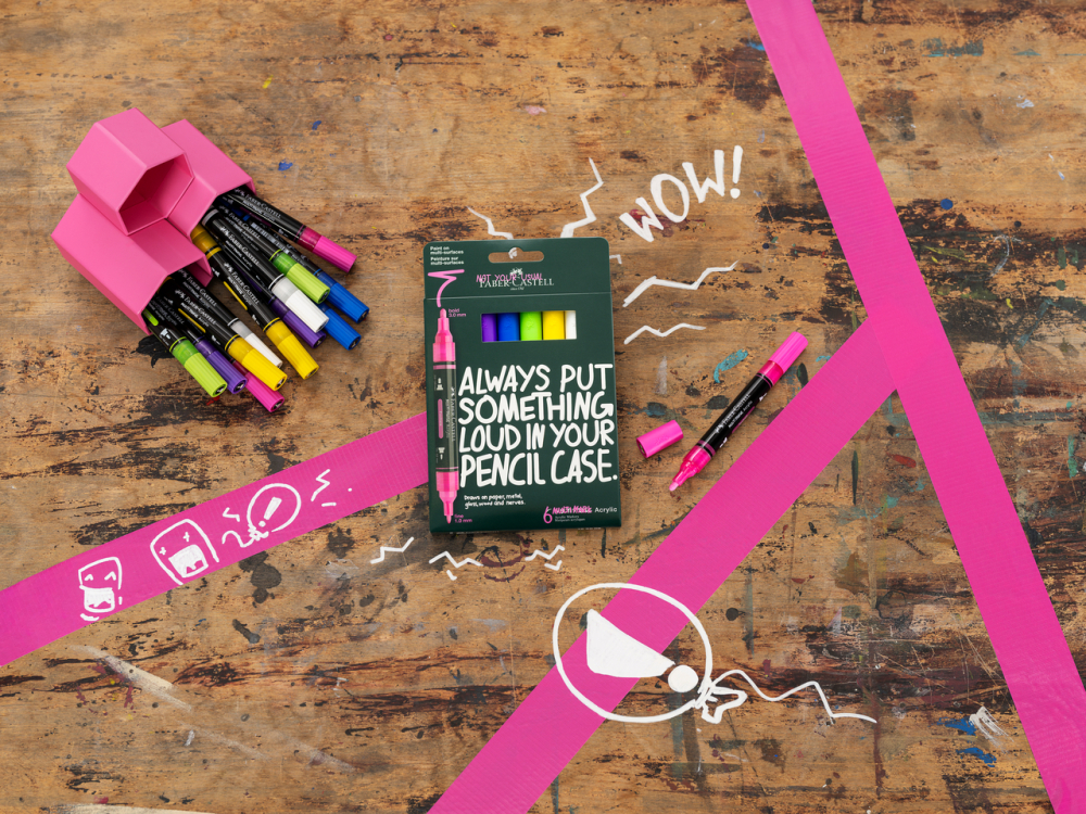 Blister 6 markere acrilice multimark culori intense faber-castell [3]