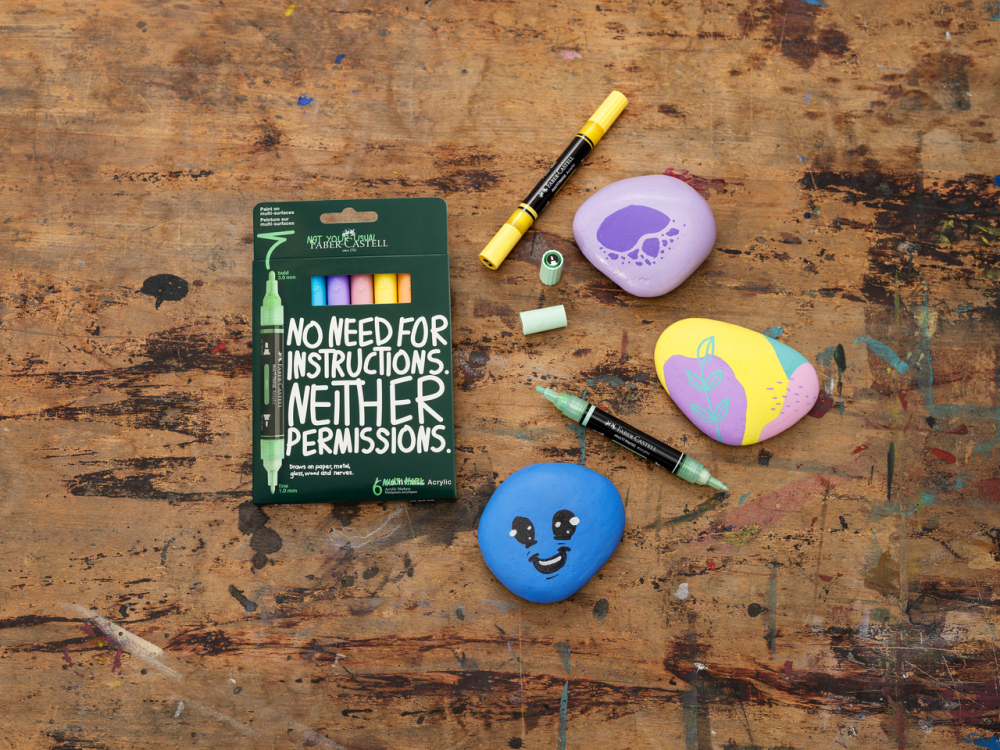 Blister 6 markere acrilice multimark culori pastel faber-castell [3]
